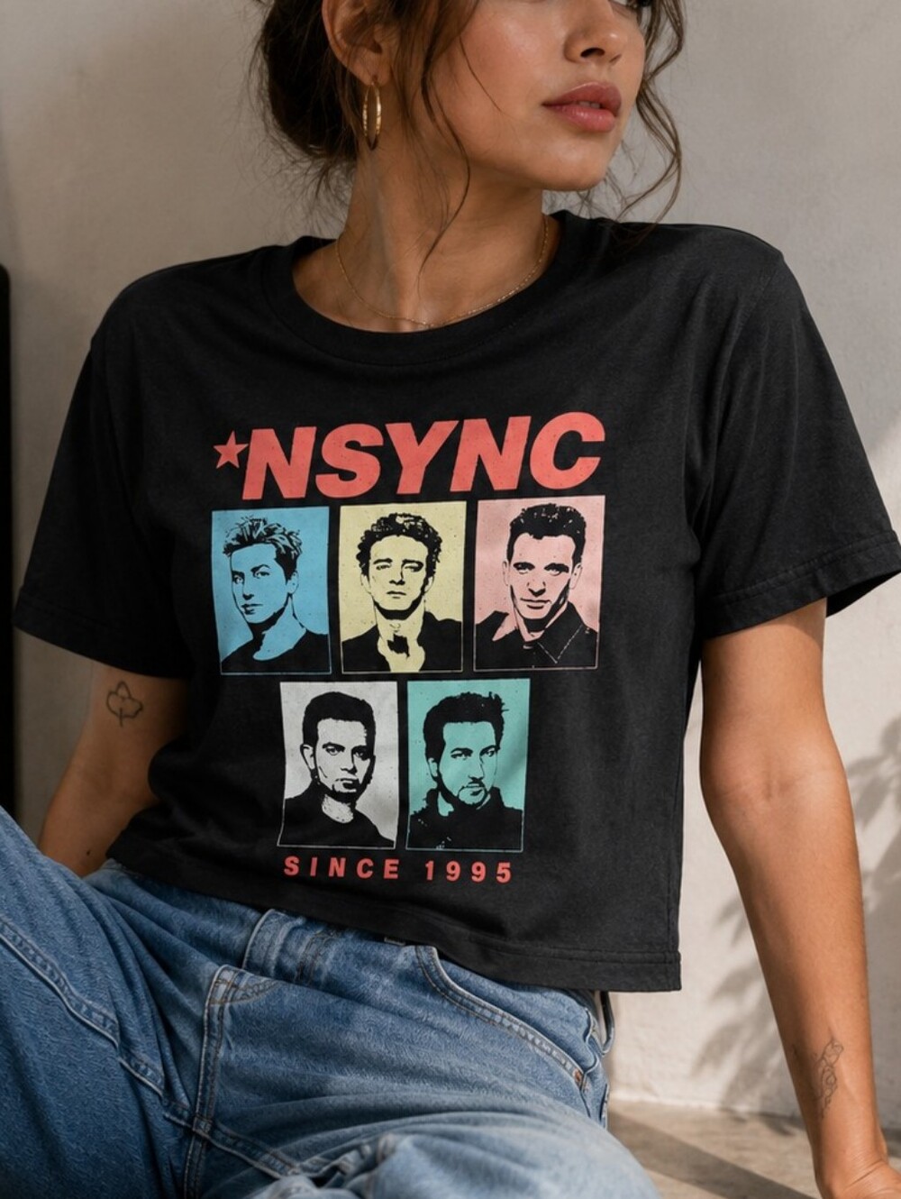 NSYNC Black Graphic Crop Tee - Women's Short Sleeve